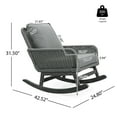 thumbnail image 2 of Outdoor Rocking Chair with Wicker Rattan Seat & Soft Polyester Cushions, Contemporary Patio Rocking Sling Chair with Durable Wooden Frame for Balcony, Porch, Deck, Backyard, Gray, 2 of 9