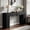 Black, variant on Fnova 63" Farmhouse Console Table with Wave Edge, Long Narrow Wood Entryway Table, Sofa Table for Living Room, Hallway, Behind Couch, Black
