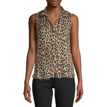 Floral Print Empire Tie Top - No Boundaries Juniors' Printed Sleeveless Top with Tie Front