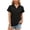Black, variant on Qiaocaity Summer Shirts for Women Fashion Turndown Collar Short Sleeve Shirt Casual Loose Shirt Tops Black L