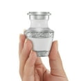 thumbnail image 2 of Reminded Small Cremation Memorial Urn for Human Ashes, White and Silver Miniature Keepsake Urn with Velvet Case, 2 of 6