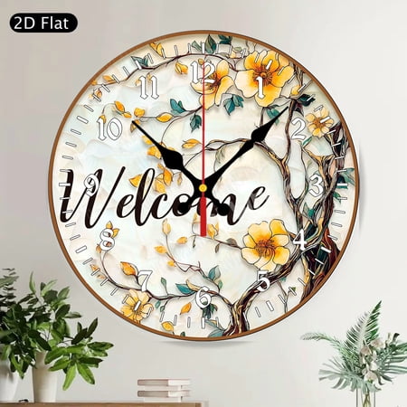 Vibrant Happy Sun Round Wall Clock, Colorful Smiling Face Pop Art Wall Decor, Silent Non-Ticking Clock for Kids Room, Teen, Home