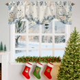 thumbnail image 3 of Christmas Owl Tie Up Valances Curtain, Blue Eucalyptus Leaves Floral Winter Linen Adjustable Rod Pocket Short Window Treatment Tie Up Curtains Valances for Kitchen Living Room Bathroom 42x18 Inches, 3 of 9
