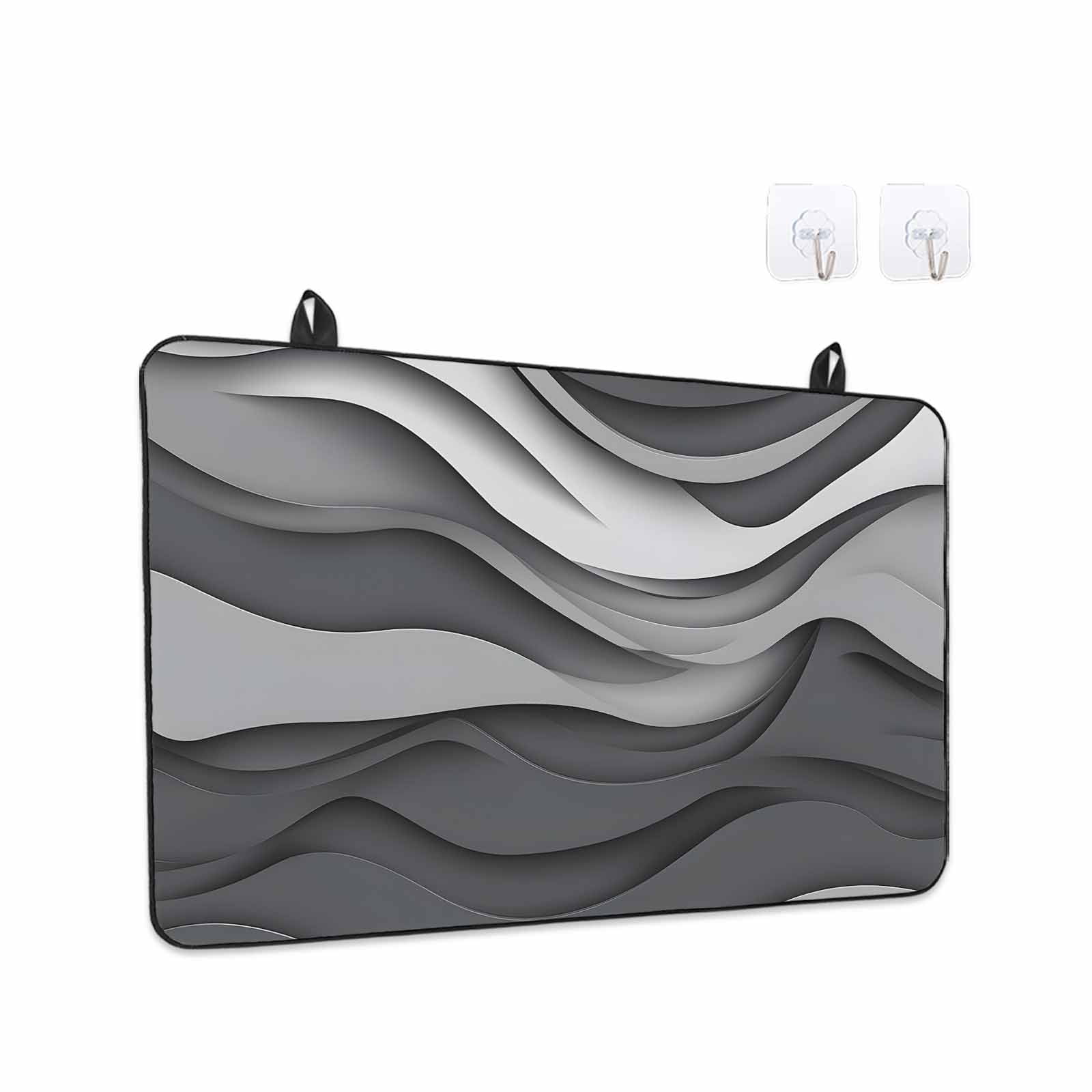 Black Grey Ombre Stove Top Cover for Electric Stove, Heat-proof & Non Slip Glass Top Stove Cover Protector, Modern Geometric Abstract Moire Art Kitchen Flat Cooktop Rubber Mat 24x21 Inches