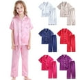 thumbnail image 5 of Satin Pajamas Kids Coat Style Girls Pajama Set Button Down Classic Loungewear Pajamas Girls 10-11, 5 of 5
