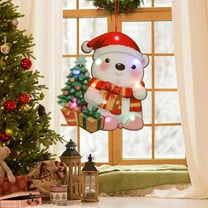 SCNOR Lighted Christmas Tree Ornaments, LED Reindeer Santa Snowman Decor, Battery Operated Indoor Holiday Lighted Decorations for Xmas Tree Window