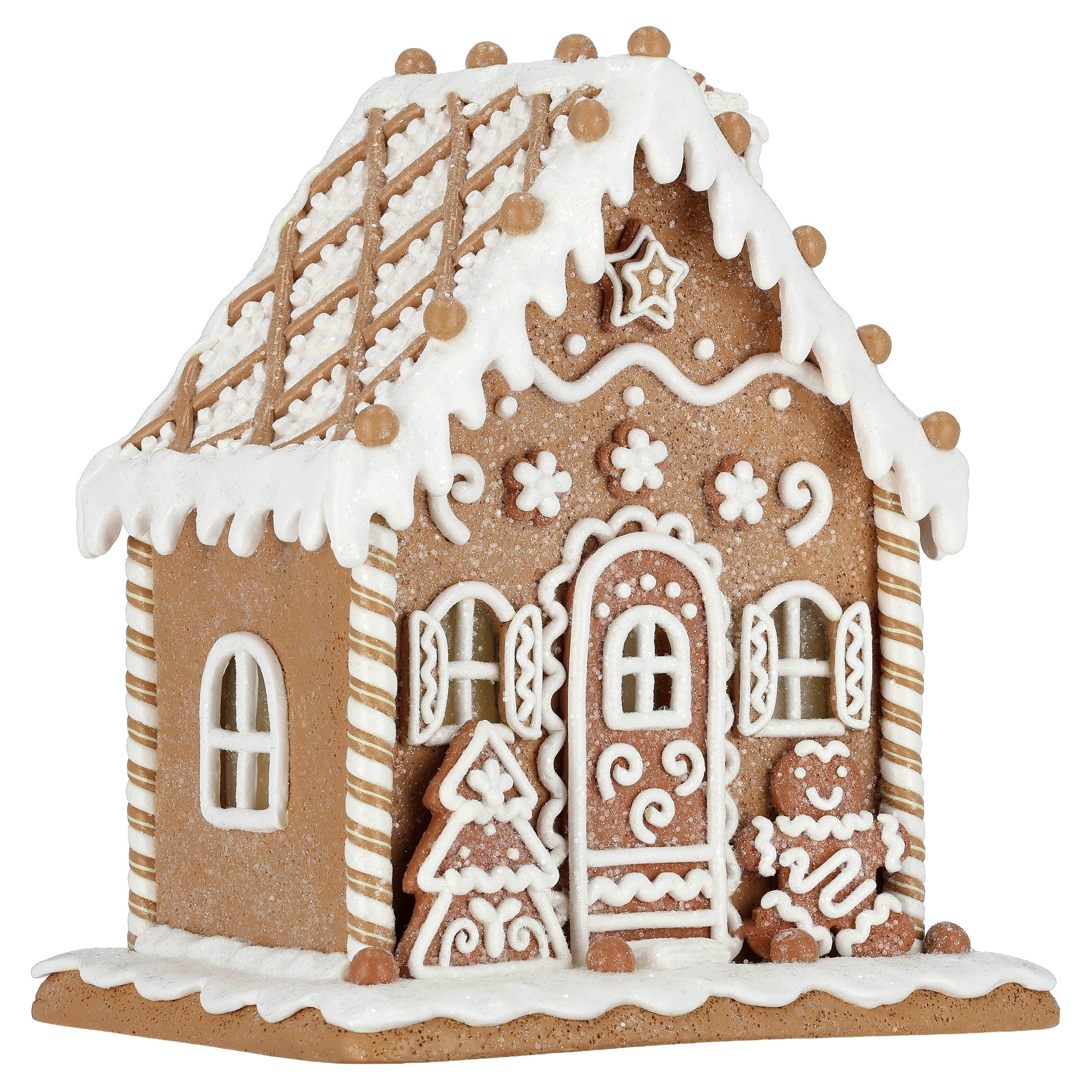 Light-Up Clay Dough Gingerbread Village House Christmas Decoration, Brown and White, 9", by Holiday Time