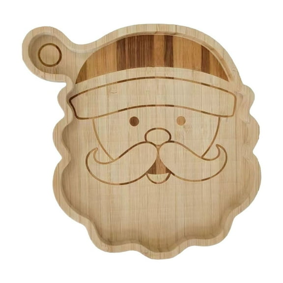 1Pcs Christmas Tray Gift Ideas Decorative Xmas Platters Serving Dish Wooden Snack Charcuterie Board for Christmas Veggie Trays Food Cheese Boards Festive Plate Holiday Fruit Cookie Tray