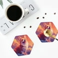 thumbnail image 4 of Yiaed Sunset Cloud Corgi Print Leather Coasters for Drinks - Cup Coasters Coffee Table Kitchen Table Bar, Home & Office Gifts Handmade Drink Coasters-Hexagon, 4 of 6