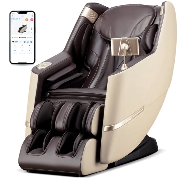 4D Massage Chair Full Body Zero Gravity, Massage Chairs and Recliners with Heated, SL Track, Bluetooth, APP Controller(Beige)