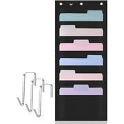 Mr. Pen- Hanging Wall File Organizer, 6 Pocket, Black, 3 Overdoor Hangers Included