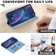 thumbnail image 5 of Compatible with iPhone 13 Wallet Case with Card Holder, Premium PU Leather Floral Design Flip Cover with Kickstand Magnetic Closure, RFID Blocking Phone Case for iPhone 13, Lightblue, 5 of 6