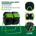 thumbnail image 4 of FCMP Outdoor HOTFROG 37-Gallon Dual Chamber Tumbling Composter Rotating Garden Compost Bin, Black/Green, 4 of 10