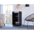 thumbnail image 2 of Black Rolling Bar Cart with Glass Door, 2 Shelves & Liquor Cubbies - Spacious Top Surface, Locking Casters - Mobile Serving Trolley for Home Bar, Kitchen, Dining Room, Party - 16.3" x 21.6" x 35", 2 of 8