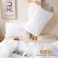 thumbnail image 2 of XeGe 2 Pack Soft Fluffy Faux Fur Pillow Cases, Plush Fuzzy Pillow Shams Pillowcases, Shaggy Furry Velvet Decorative Long Pillow Covers for Bed Sofa Couch, Zipper Closure, Standard Size, White, 2 of 6