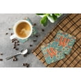 thumbnail image 3 of Letter W Flowers Retro Blue Foam Coaster Set of 4, 3 of 3