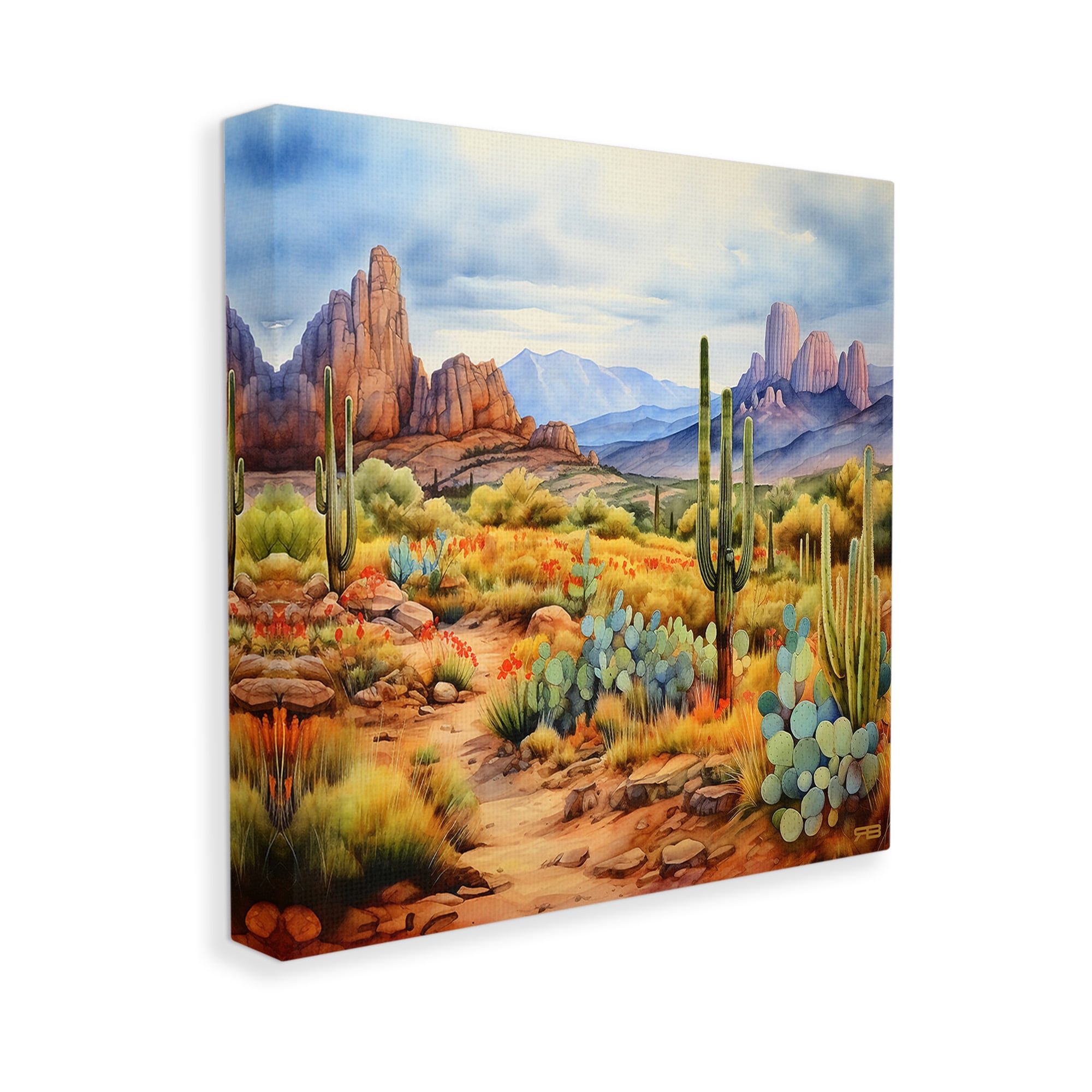 Stupell Industries Vast Desert Mesa Landscape Painting Gallery Wrapped Canvas Art Print Wall Art, 24 x 24