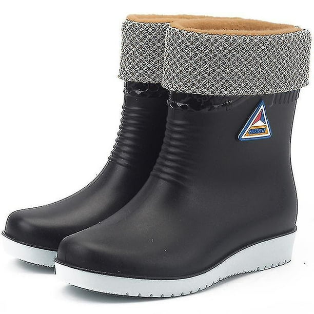 Women Lined Wellington Snow Rain Boots Ankle Short Wellies Shoes Walmart