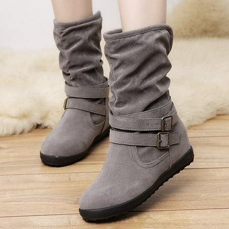 

Women Suede Ankle Boots Thicken Winter Warm Plush Flat Ankle Shoes New
