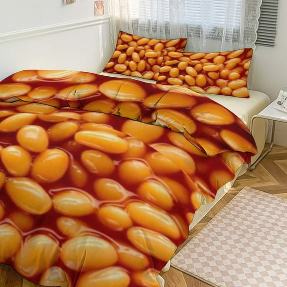 3 Pcs Soft Bedding Set, Includes 1 Duvet Cover with Zipper And 2 Pillow Shams,Baked Beans Twin(86"x70")