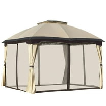 YYAo Shade Shelter, Outdoor Gazebo,10' x 12' Outdoor Gazebo w/Double Vented Roof, Zippered Mesh Sidewalls, Beige