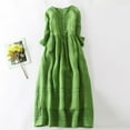 thumbnail image 2 of Dazajoo Cotton Linen Summer Dresses for Women 2025 Vacation Beach Long Dress Half Sleeve Casual Solid Color Flowy Dresses,Green,M, 2 of 7