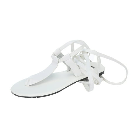 Women Summer Open-Toe Strap Women Flat Sandals Roman Wind Straps Toe Womens Beach Sandals Flat Sandals Shoes Large Fashion Sandals for Women Size