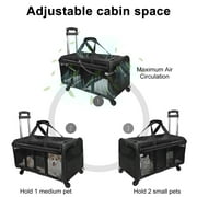 ELEGX Double-Compartment Pet Rolling Carrier with Wheels for 2 Pets,for Up to 35 LBS,Cat Rolling Carrier for 2 Cats,Super Ventilated Design,Ideal for Traveling/Hiking /Camping