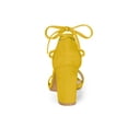 thumbnail image 2 of BLISSFUL STEP Women's Sandals Solid Summer Block Heels Lace up Sandals Yellow 6.5, 2 of 7