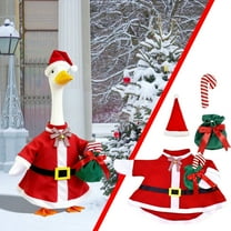 FastXmas Christmas Porch Goose Outfits Decorations,Christmas Goose Clothing Set Including 1x Cloth 1x Hat 1x Candy-shaped Cane 1x Candy Bag,Xmas Style Porch Goose Costume for Geese Patio Yard Decor