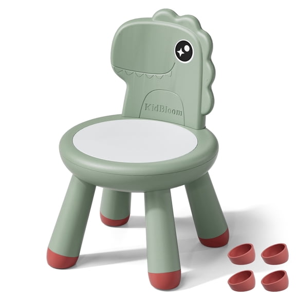 KidBloom Toddler Chair, Plastic Kids Dinosaur Chair, Anti-Slip Toddler Chairs for Table with Dinosaur Backrest, Multi Use Chairs for Kids 1–3, Green
