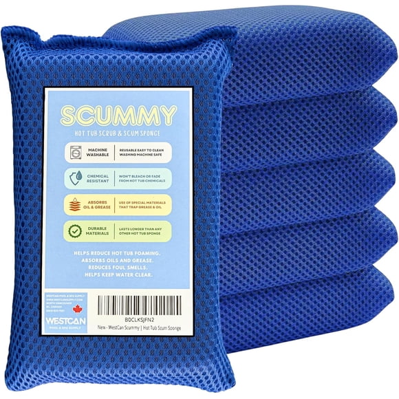 Le « SCUMBAG » / Lot de 6 Éponges « SCUMMY » pour Boue de Spa / Lavable à la Machine / Absorbe la Graisse et l'Huile / Réutilisable / pour Brome Hot T