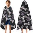 thumbnail image 3 of Paw Prints and Bones Hooded Bath Towel，60"x35" for Ages 3 To 12 Kids, Quick Dry Lightweight Soft Microfiber Hood Beach Towel Cover Up for Kids, 3 of 7
