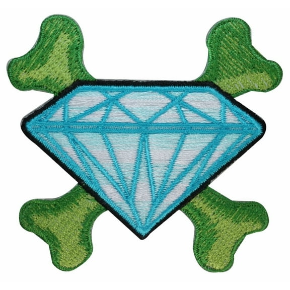 Diamond Green Crossbones Jewelry Kreepsville Embroidered Iron On Applique Patch