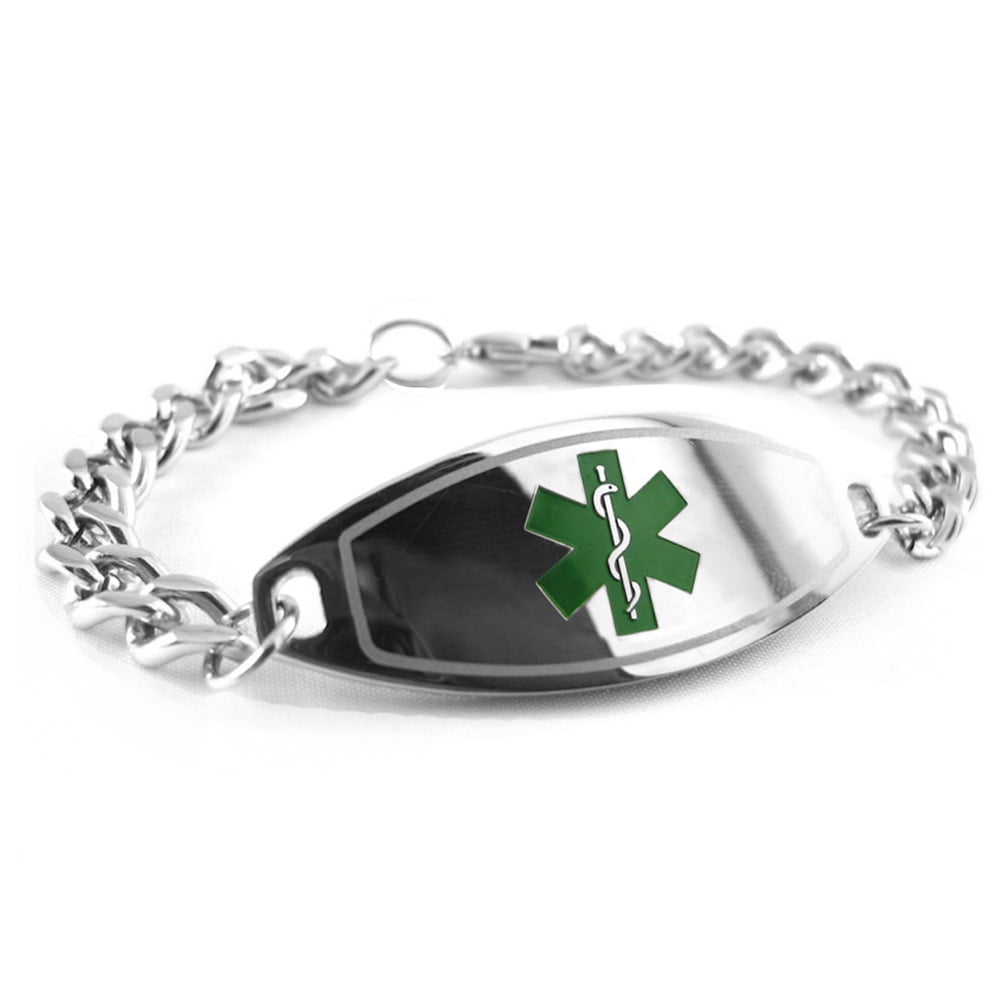 Steel Raindrop Pre-Engraved & Customized Pacemaker ID Bracelet My Identity Doctor Red Symbol