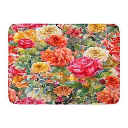GODPOK Tropical Colorful Flower Vintage Floral with of Roses Green Abstract Accent Rug Doormat Bath Mat 23.6x15.7 inch