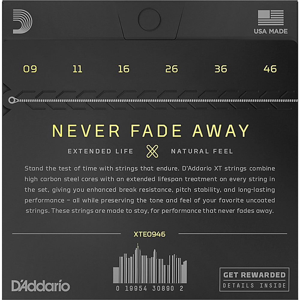 D'Addario XT Electric Nickel Plated Steel, Super Light Top/Regular Bottom, 09-46