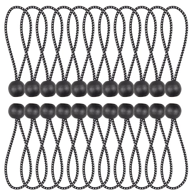 Cuerda elástica de bola, resistente y versátil, interior y exterior, amarre de lona, organizar y asegurar, negro, paquete de 30