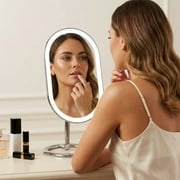 Fancii Vera Vanity Makeup Mirror with Lights, Rechargeable, Illuminated Cosmetic Mirror with 3 Dimmable Light Settings, Adjustable Stand (Chrome)