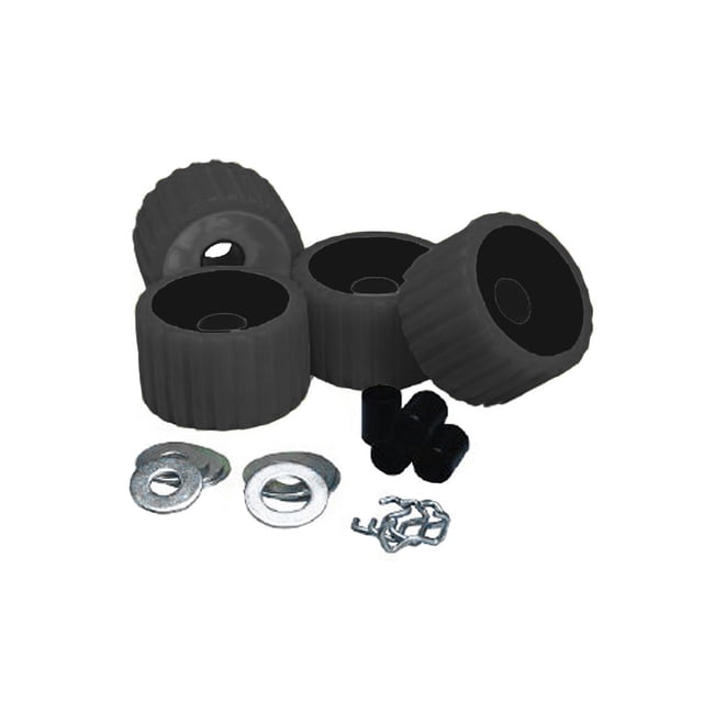 C.E. Smith Kit de Remplacement de Rouleau Nervuré - Pack de 4 - Noir