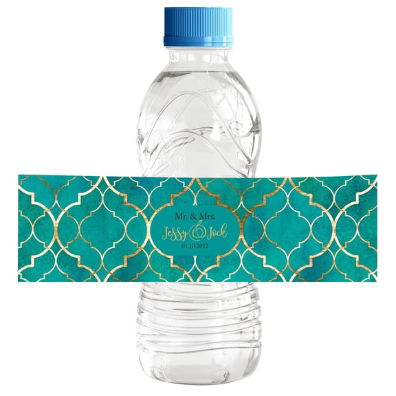 Darling Souvenir Quarter Foil Print WaterBottleLabels For Wedding Self Adhesive Party Collection Ideal For Wedding Anniversary, Celebrations- Pack Of 32
