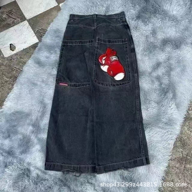 Pantalones vaqueros holgados Retro estilo Hip Hop americano para mujer, pantalones de pierna ancha Y2K de cintura alta Harajuku, novedad de 2024