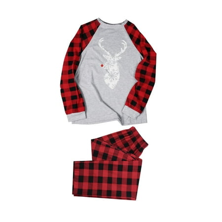 

Youmylove Matching Family Pajamas Sets Christmas Sleepwear Plaid Printed Long Sleeve Tee And Bottom Loungewear Women Nightclothes