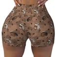 thumbnail image 2 of Lsque Warm Coffee Pattern Pattern High Waisted Biker Shorts for Women-Tummy Control Fitness Athletic Workout Running Yoga Gym Shorts,Moisture-Wicking-Large, 2 of 9
