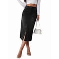 thumbnail image 3 of Women'S Jean Skirt Stretch High Waisted Frayed Raw Hem A Line Denim Midi Skirt with Pockets Black XXL, 3 of 9