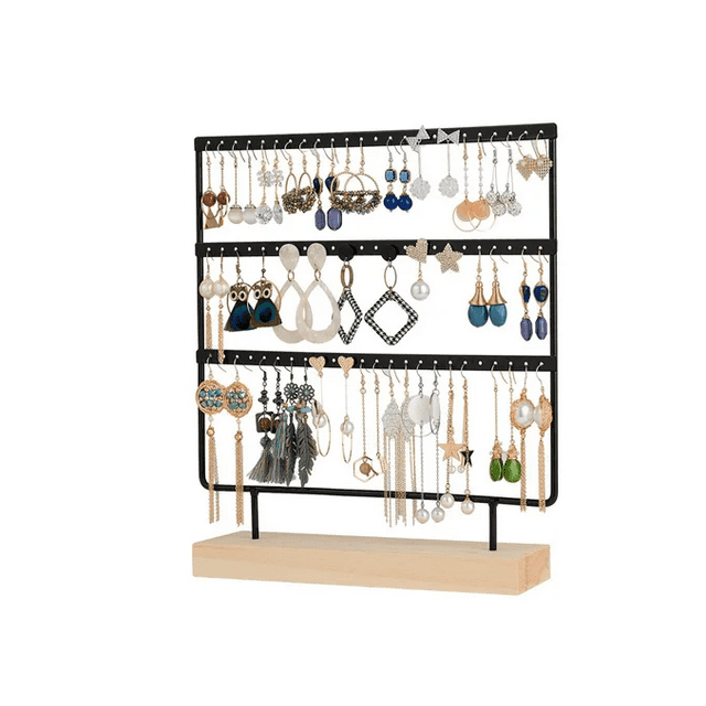 Exhibidor Joyeria Transparente Acrilico Para Aretes 72 Hoyos Xtellar Color Negro