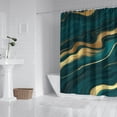 thumbnail image 2 of Teal Gold Wave Marble Pattern Shower Curtain 84"x72" ,Bathroom Decorative Shower Curtains Set with 12 Hooks,Modern Waterproof Washable Shower Curtain, 2 of 6