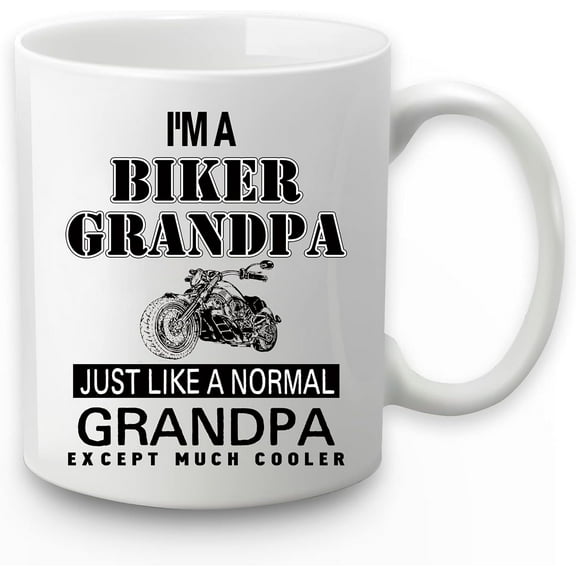Motorcycle Grandpa Mug I'm a Biker Grandpa Just Like a Normal Grandpa Except Much Cooler Coffee Mug Birthday Father's Day Mugs for Grandpa from Granddaughter Grandkids Grandchildren Grandson 11 Ounce