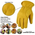 thumbnail image 3 of Work Gloves Cowhide Leather Gloves Reinforced Durable Construction, Hand Tools, Driving, Forest, Gardening Work Safety Gloves Yellow-M, 3 of 9