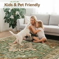 thumbnail image 4 of Jolicasa Area Rugs 5'x7', Washable Rug Non-Slip Soft Low Pile Vintage Distress Floral Rug for Living Room Bedroom Dining Room Office Decor, Brick Red Brown Green, 4 of 11